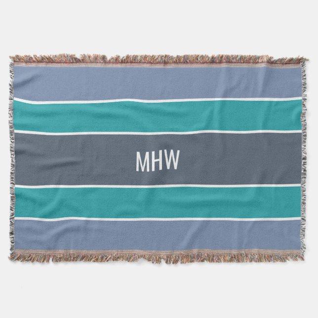 Randigt Mönster skräddarsydd monogram kastfilt Filt (Framsidan)