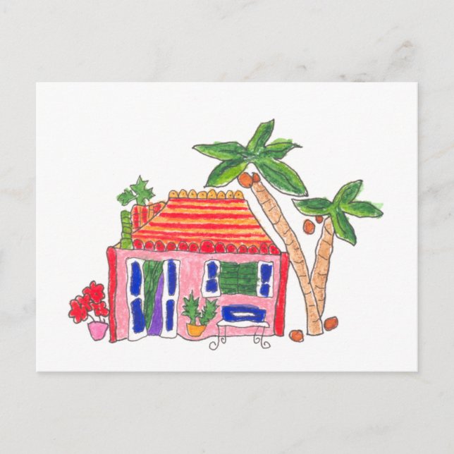 Randigt tak hus vykort (Framsida)