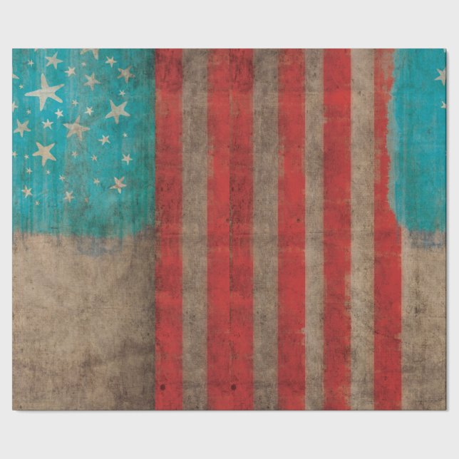 Randigt USA Vintage Stjärnor Lyxigt Presentpapper (Seam)