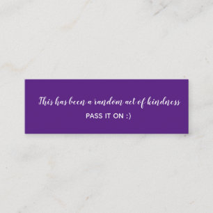 Random Act of Kindness Lila White Minimal Mini Visitkort