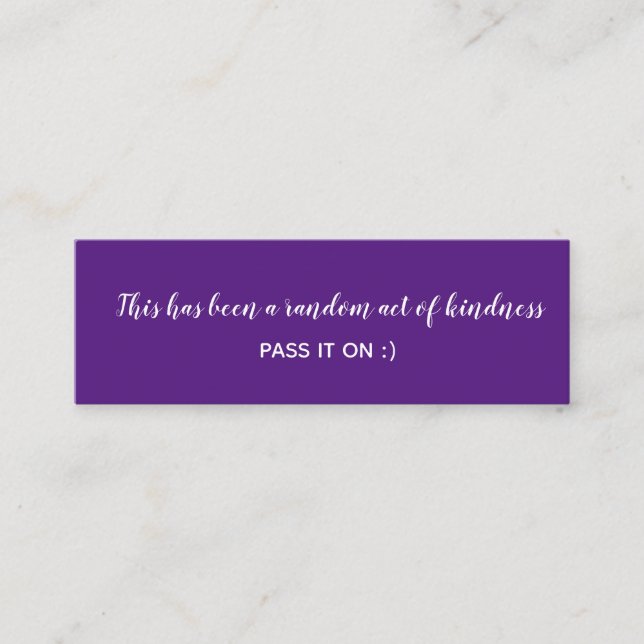 Random Act of Kindness Lila White Minimal Mini Visitkort (Framsida)