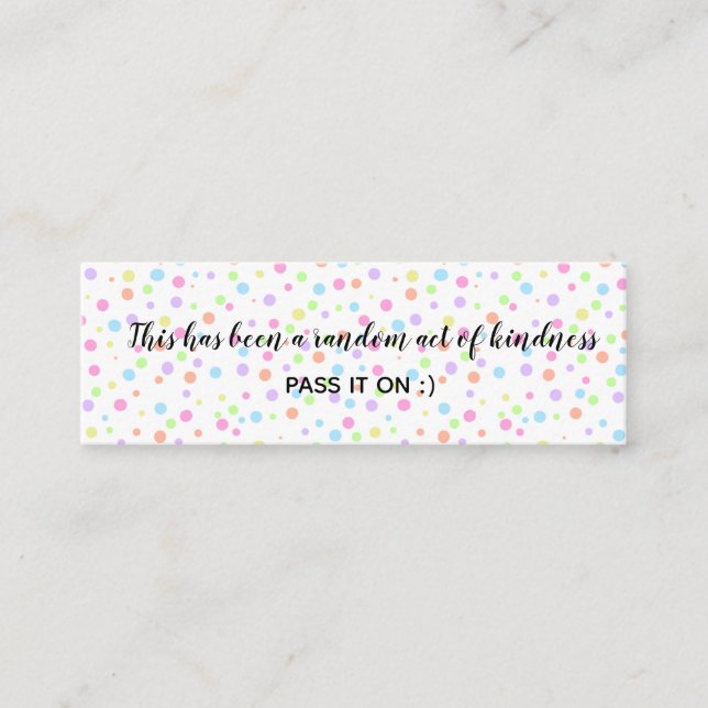 Random Act of Kindness Rainbow Polka dots Mini Visitkort (Framsida)