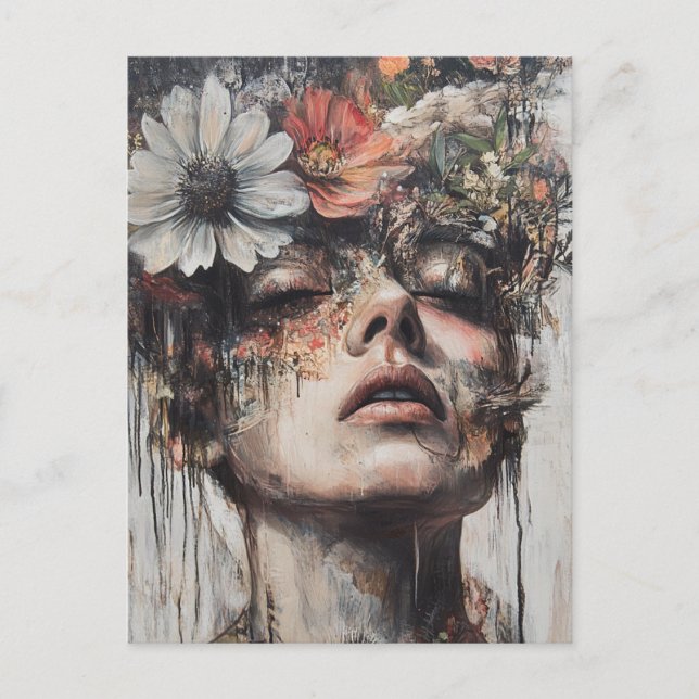 Random Art My Cat Made Flowers på min minuts Vykort (Framsida)