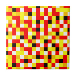 Random Checkered Pixel Art - Red & Gult Kakelplatta