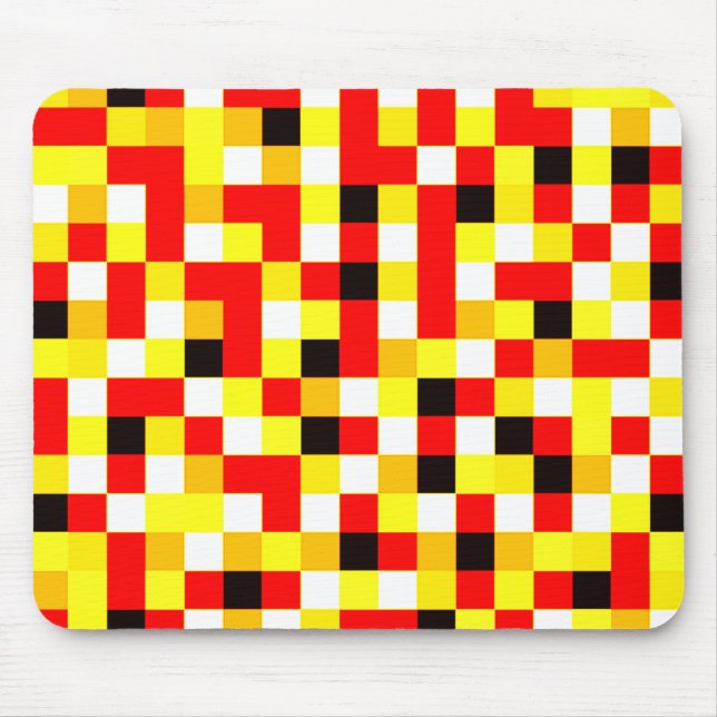 Random Checkered Pixel Art - Red & Gult Musmatta (Framsidan)