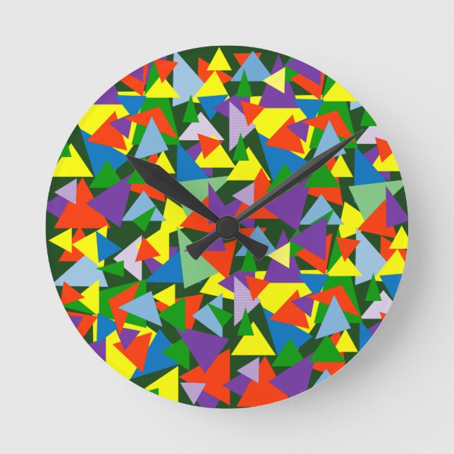 Random Colorful Triangles Rund Klocka (Framsida)