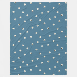 Random Cute Kawaii Skull Dots blek blue Fleecefilt