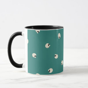 Random Cute Kawaii Skull Dots mid grönt Mugg