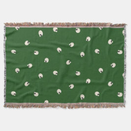 Random Cute Kawaii Skull Dots mörk grönt Filt