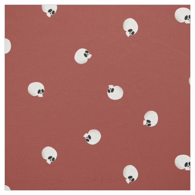 Random Cute Kawaii Skull Dots Red Tyg (Provkarta)