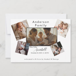 Random Family Photo Collage Birth Announcement Meddelande