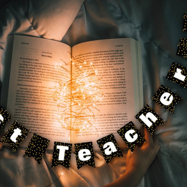 Random Guld Dot Mönster Best Teacher Vimplar (Skapare uppladdad)