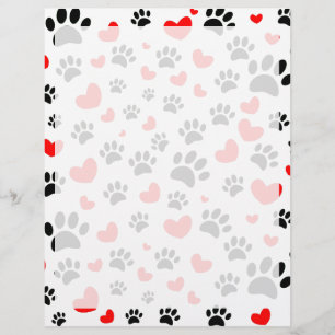Random Hund Tass avtryck och Red Hearts Brevhuvud