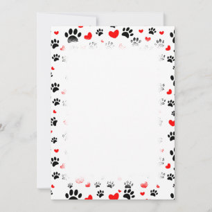 Random Hund Tass avtryck och Red Hearts Gräns Meddelande