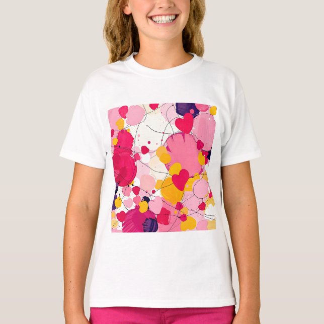 "Random Kärlek Thoughts" - Färgfull Abstrakt T Shirt (Framsida)