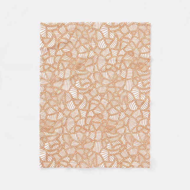 Random Löv Mosaic Mörk Orange Fleecefilt (Framsidan)