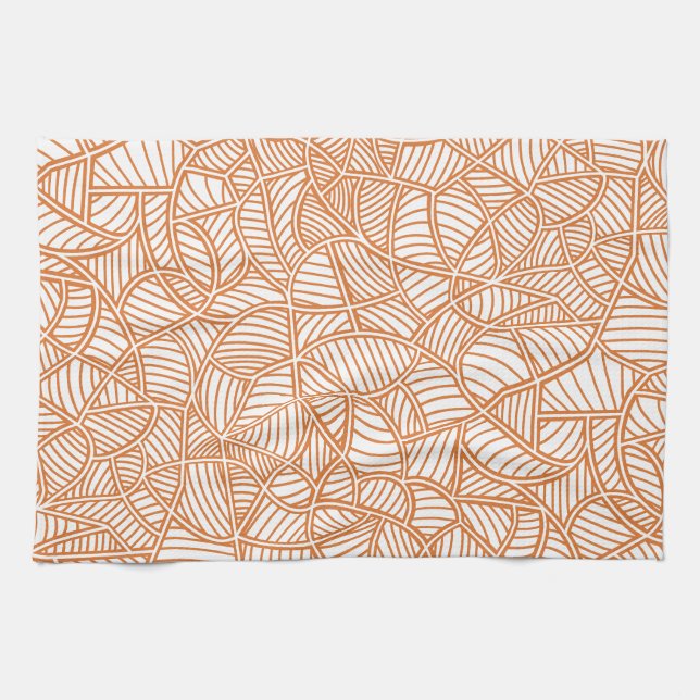 Random Löv Mosaic Mörk Orange Kökshandduk (Horisontell)