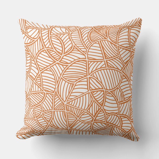 Random Löv Mosaic Mörk Orange Kudde (Framsida)