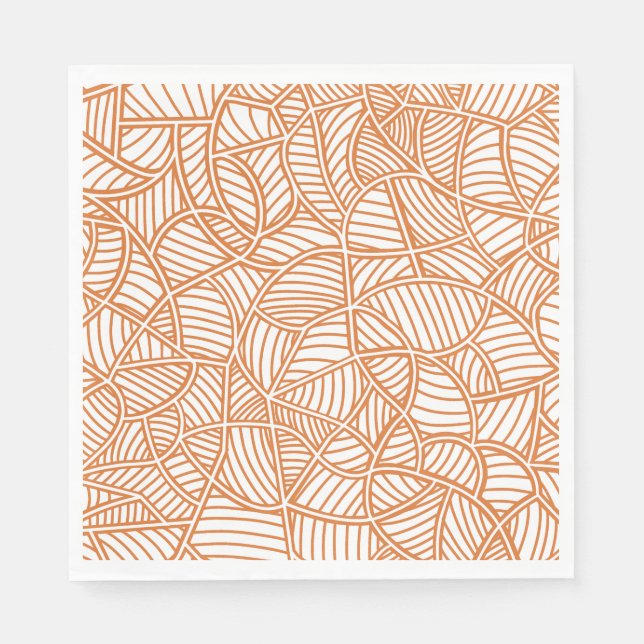 Random Löv Mosaic Mörk Orange Pappersservett (Framsidan)