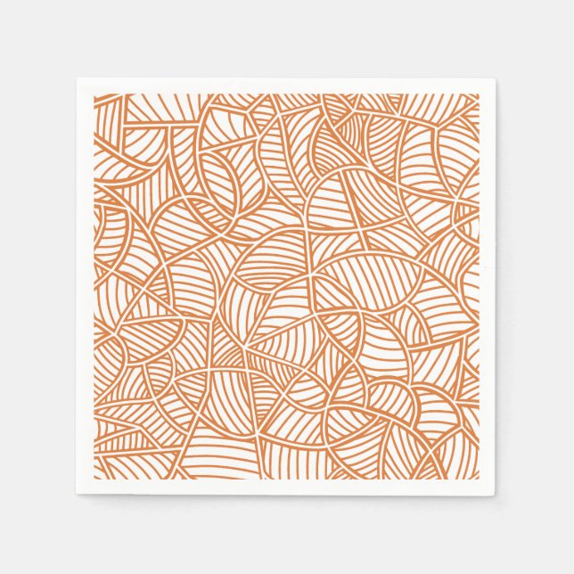 Random Löv Mosaic Mörk Orange Pappersservett (Framsidan)