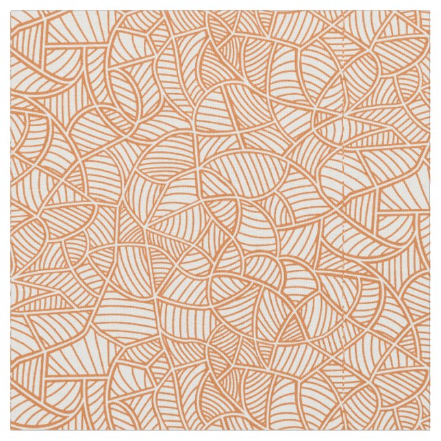 Random Löv Mosaic Mörk Orange Tyg (Närbild)