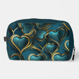 RANDOM MÖRK TEAL OCH GULD HJÄRTOR