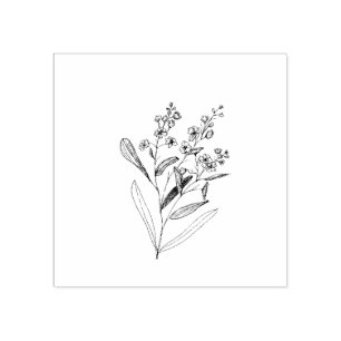 Random Original Hand plockade Wildblommor Stämpel
