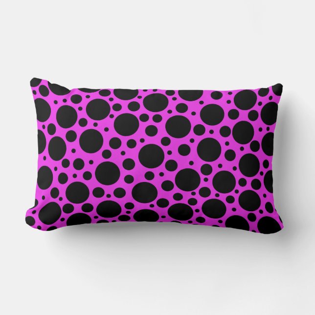 Random Polka dots : Black på Shock rosa Lumbarkudde (Framsida)