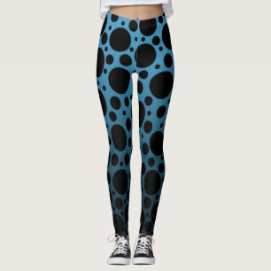 Random Polka dots - Peacock Blue till Black Gradie Leggings