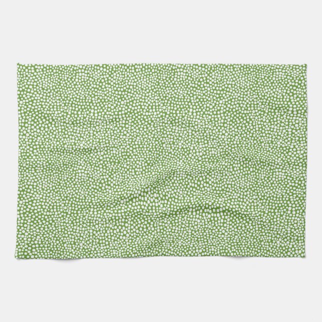 Random Spots - Vit på Avocado Grönt Kökshandduk (Horisontell)