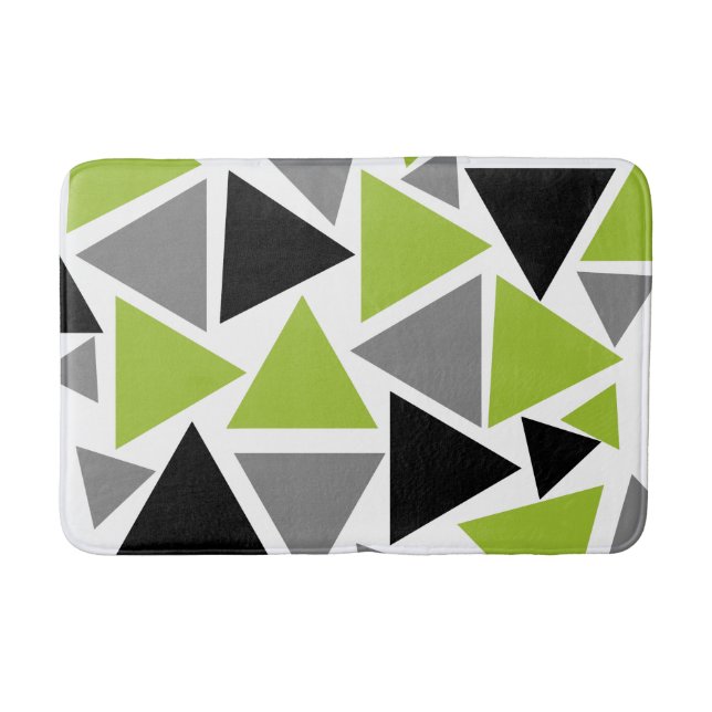 Random Triangles Lime Green Grått Black White Badrumsmatta (Framsidan)
