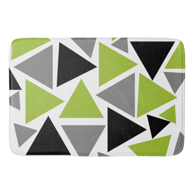 Random Triangles Lime Green Grått Black White Badrumsmatta (Framsidan)