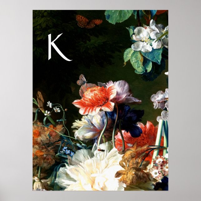 RANEMONES,BLOMMOR,FJÄRIL SVART BLOMMÖNOGRAM POSTER (Framsidan)