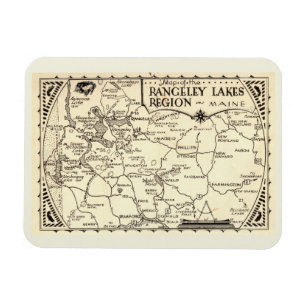 Rangeley Sjöar Karta, Maine Vintage Magnet