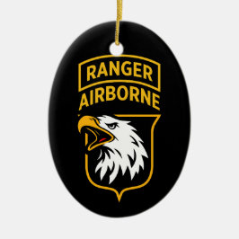 Ranger Airborne Screaming Eagles Patch Julgransprydnad Keramik