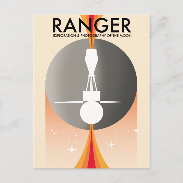 Ranger-utforskning och fotografering av månen vykort (Framsida)