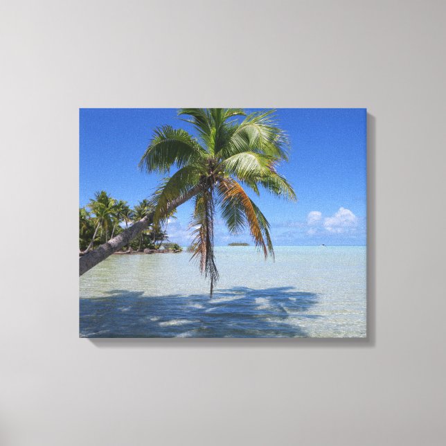 Rangiroa Blue Lagoon Tropical Handflatan Canvastryck (Framsida)