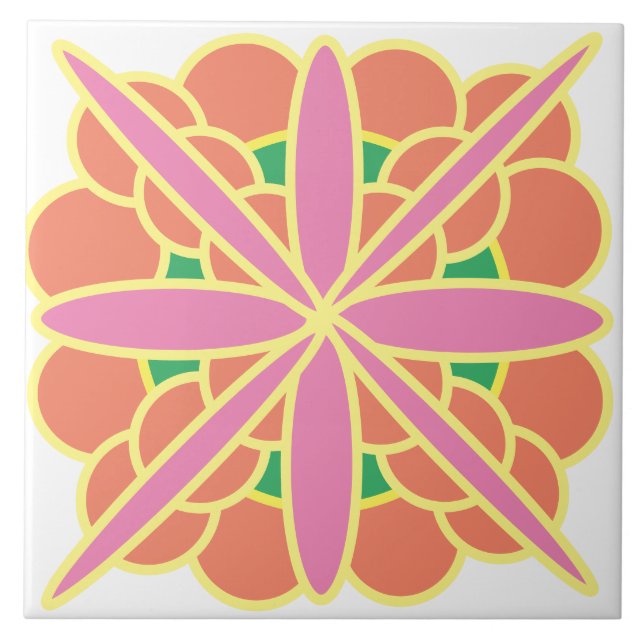 Rangoli av färger kakelplatta (Framsidan)