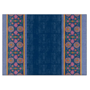 Rangoli Blommigt Gräns på Blue: Glasskärning