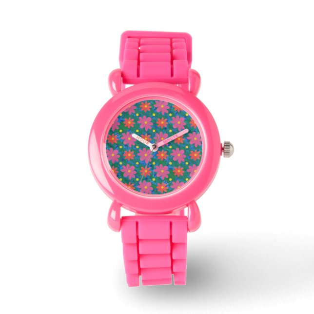 Rangoli Flowers och Polka dots Kids Glitter Watch Armbandsur (Framsida)