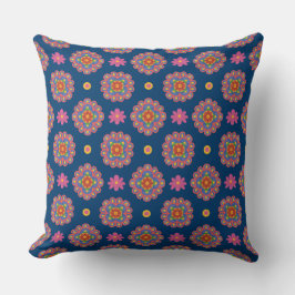 Rangoli, Flowers och Polka dots på Blue Pillow Kudde