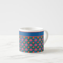 Rangoli Flowers och Polkas på Blue Espresso Mugg Espressomugg
