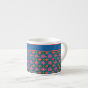 Rangoli Flowers och Polkas på Blue Espresso Mugg Espressomugg