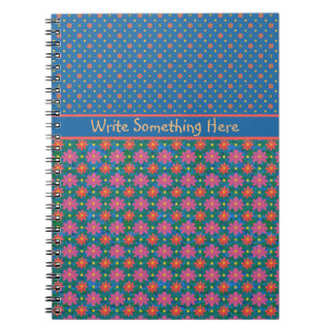 Rangoli Flowers och Polkas på Blue Spiral Notebook Anteckningsbok Med Spiral