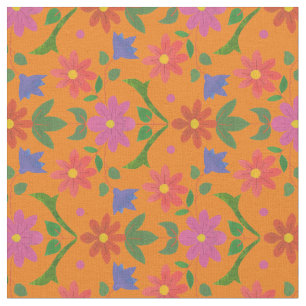 Rangoli Flowers, Polka dots på Guld Anpassningsbar Tyg