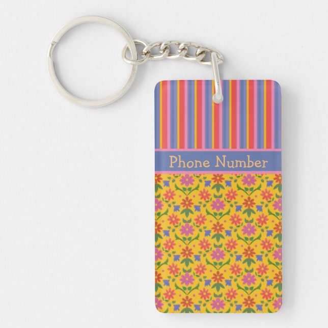 Rangoli Flowers, Rand Keychain to Personalize (Framsidan)