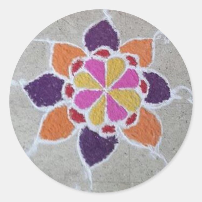 Rangoli.jpg Runt Klistermärke (Framsida)