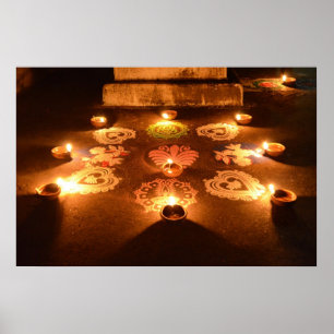 Rangoli med ljus i Diwali Poster