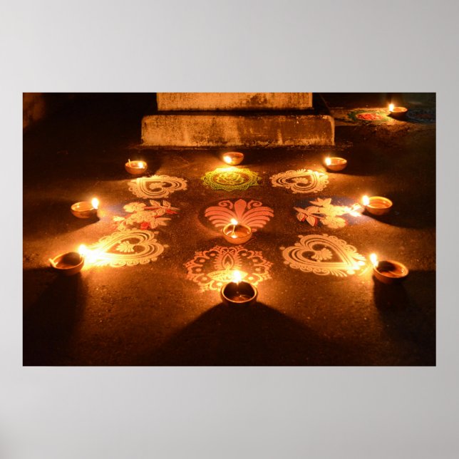 Rangoli med ljus i Diwali Poster (Framsidan)