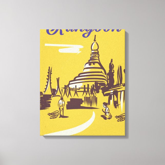 Rangoon Myanmar vintage reseaffisch reklamblad Canvastryck (Framsida)